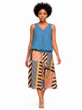 Conjunto de 2 piezas de Top Azul y Falda Multicolor
