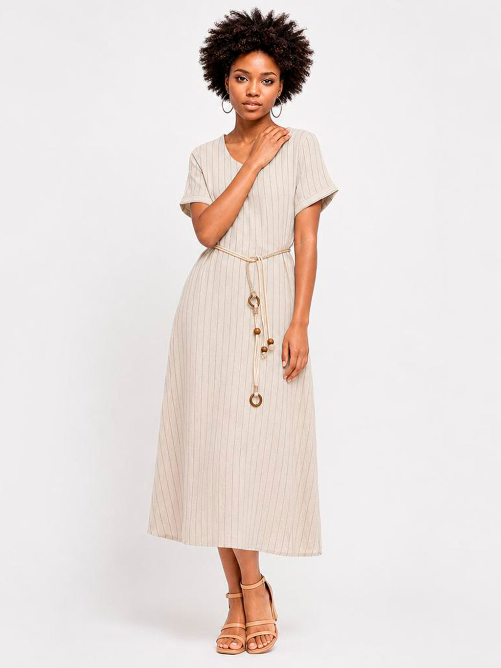 Vestido Beige de Rayas