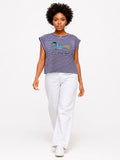 Conjunto de 2 piezas de Camiseta de Rayas y Pantalón Blanco