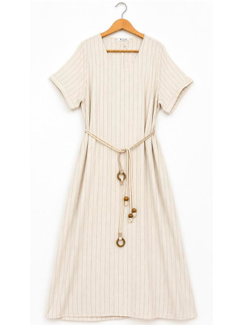 Vestido Beige de Rayas