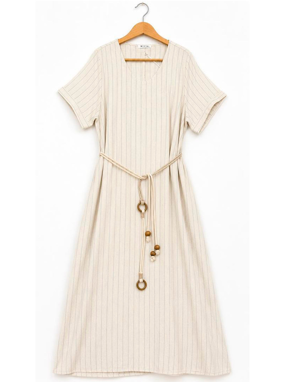 Vestido Beige de Rayas