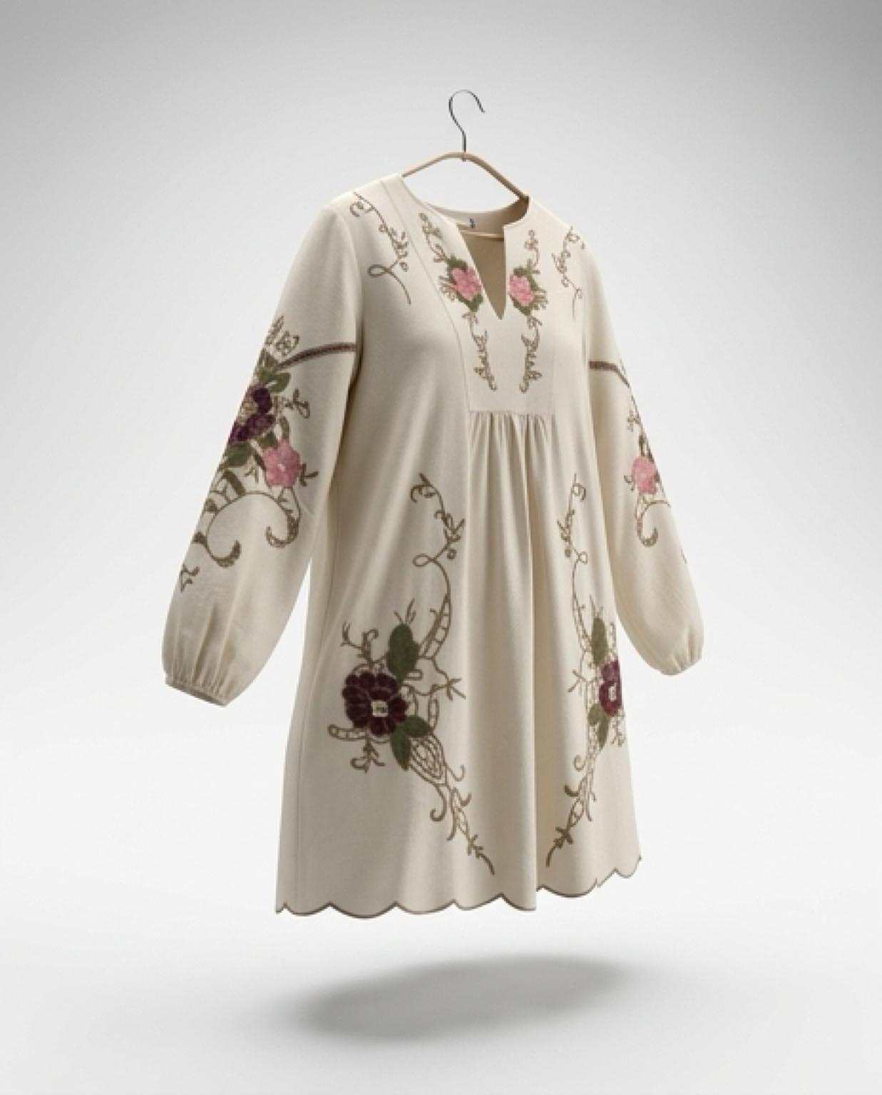 Vestido bordado Beige