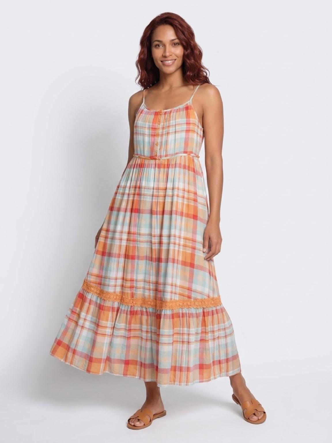 Vestido de Cuadros Naranja y Rosa 45€