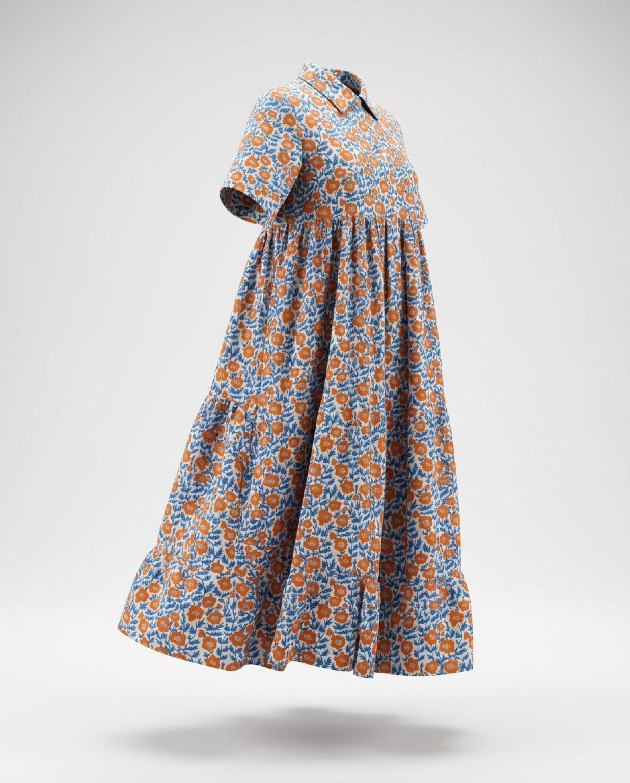 Vestido de Flores Naranjas y Azules 40€